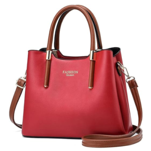 red leather bag